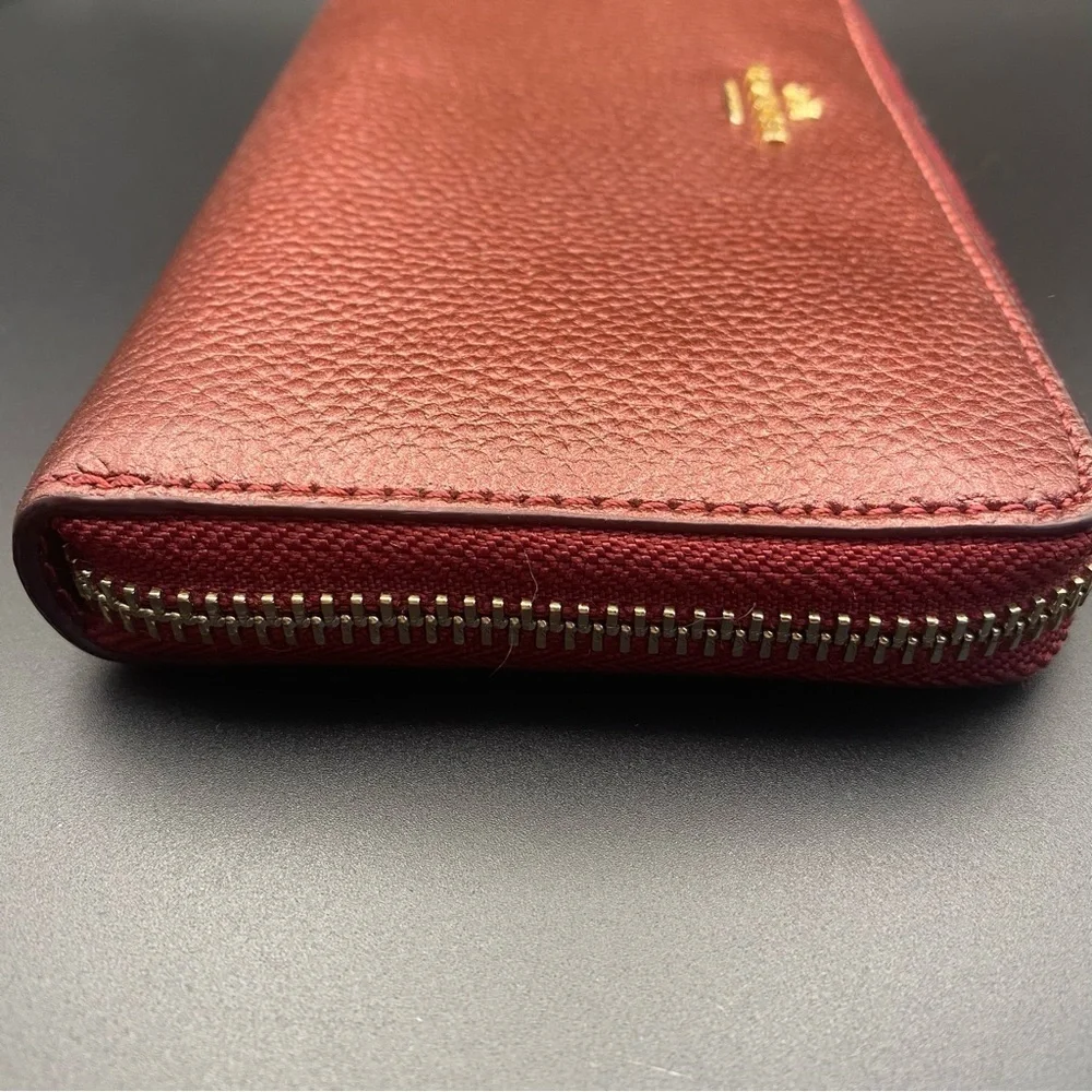 Coach Pebble Leather Accordion Zip around Wallet